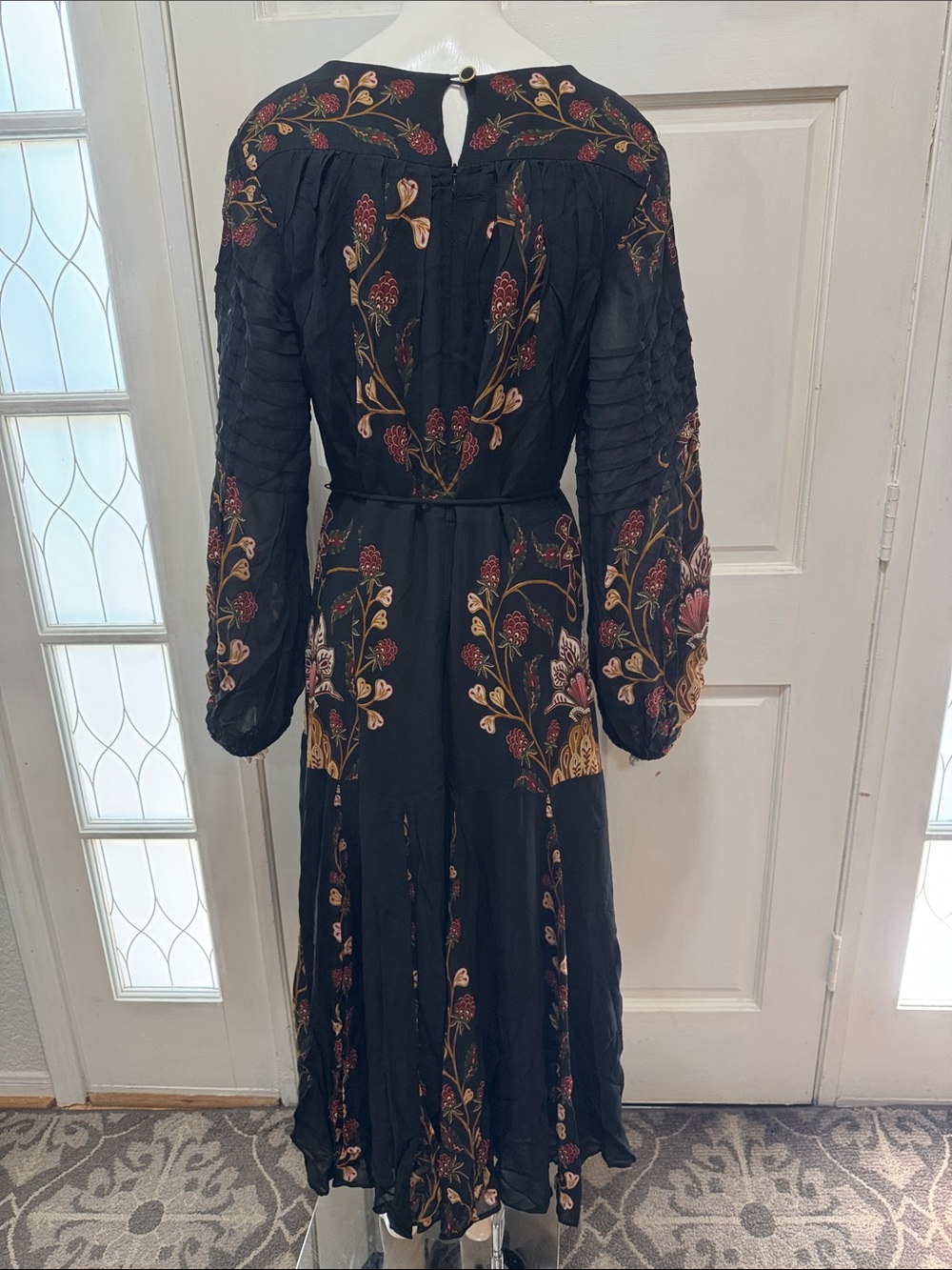 FARM Rio Berry Garden Black Maxi Floral Embroidery Long Sleeves Dress Sz XLarge - Picture 11 of 16